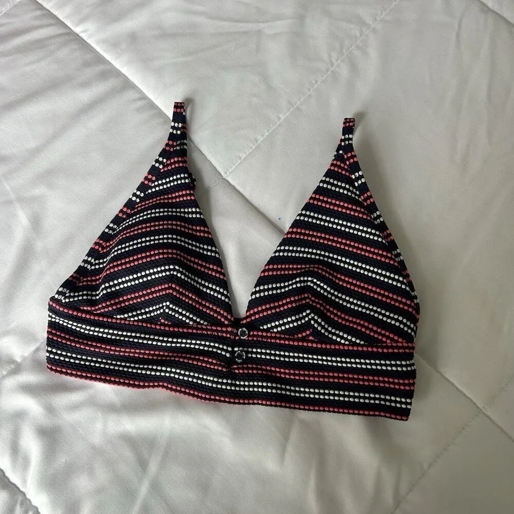 Aerie Womens Size Small S Navy Pink‎ White Triangle Bathing Suit Top Swim Beach